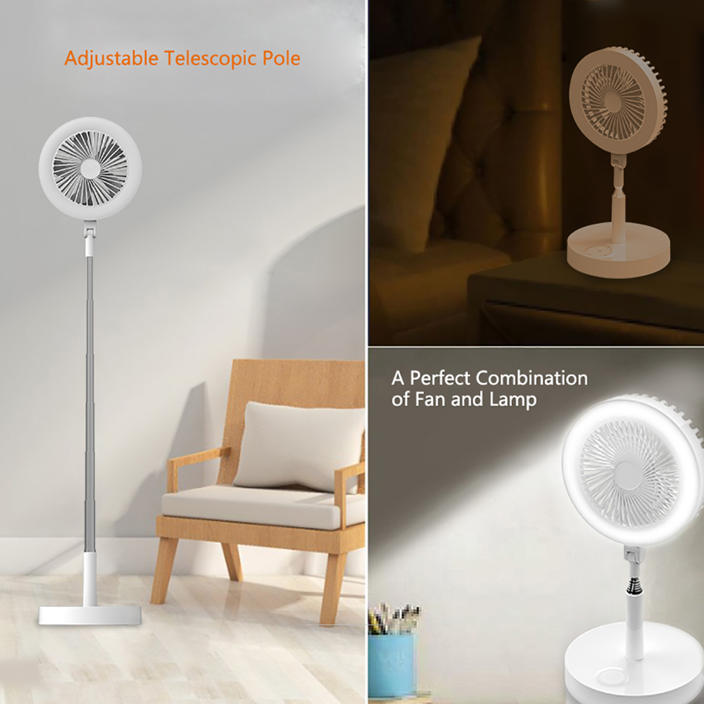 white fan with light with USB