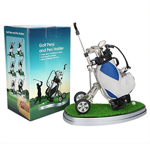 10L0L 3 Pieces Aluminum Pen Office Desk Golf Bag Pencil Holder for Men Fathers Day,Golf