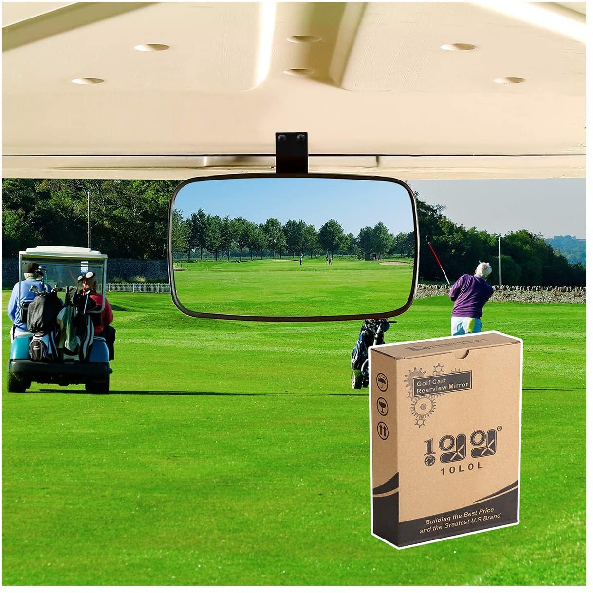 Universal Golf Cart Rear View Mirror for EZGO Club Car Yamaha, USA Free