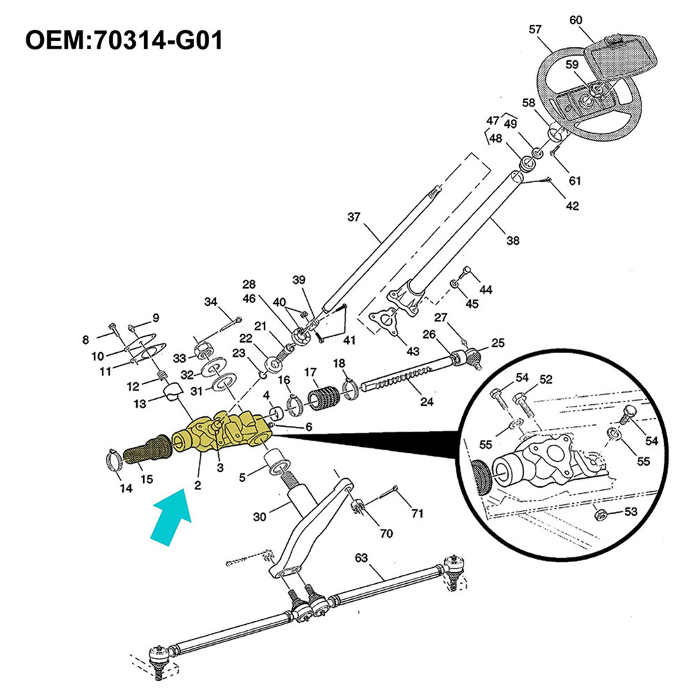Get Your Ideal EZGO TXT Steering Gear Box Assembly 10L0L