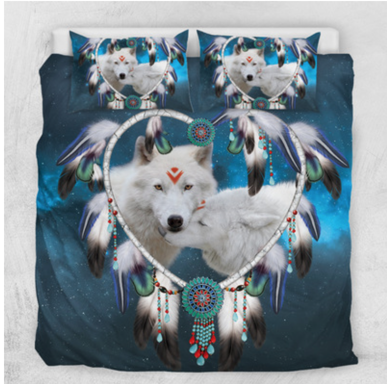 White Wolf Couple Bedding Set 3d Comforter Bedding Sets ...