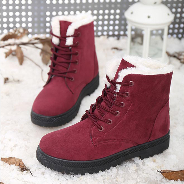 women large size snow boot warm chunky heel boots