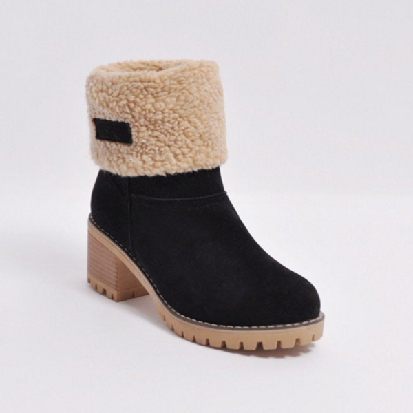 warm square heel snow boots