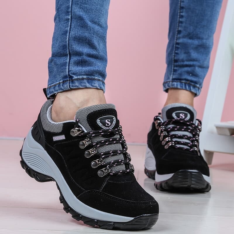 Women S Casual Lace Up Shoes With Thick Sole And High Height
