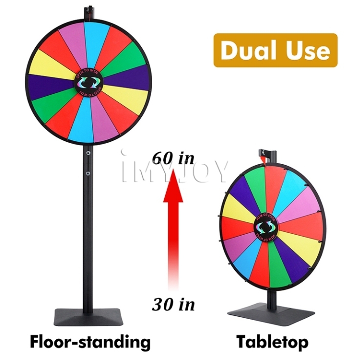 24'' Dual Use Spinning Prize Wheel 14 Slots Lucky Spin Game Fortune