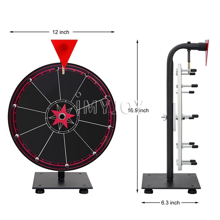  12 Inch Spinning Prize Wheel, Heavy Duty Base with 10