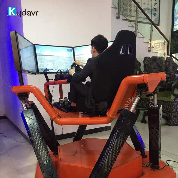 Three-screen racing car simulator game machine