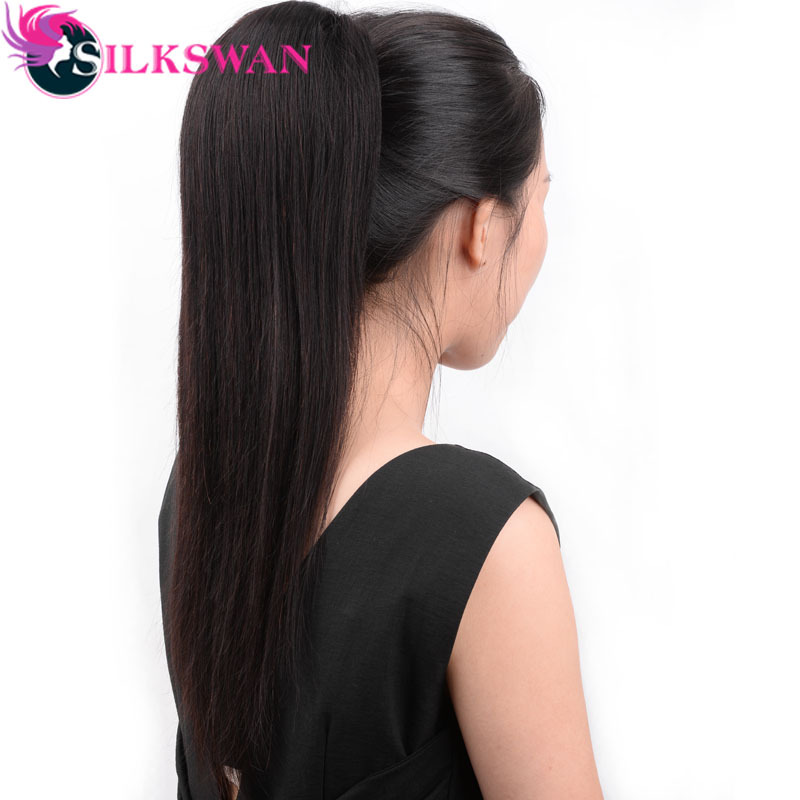 Silkswan Straight Ponytail Lace Fronts Natural Black 100 Human