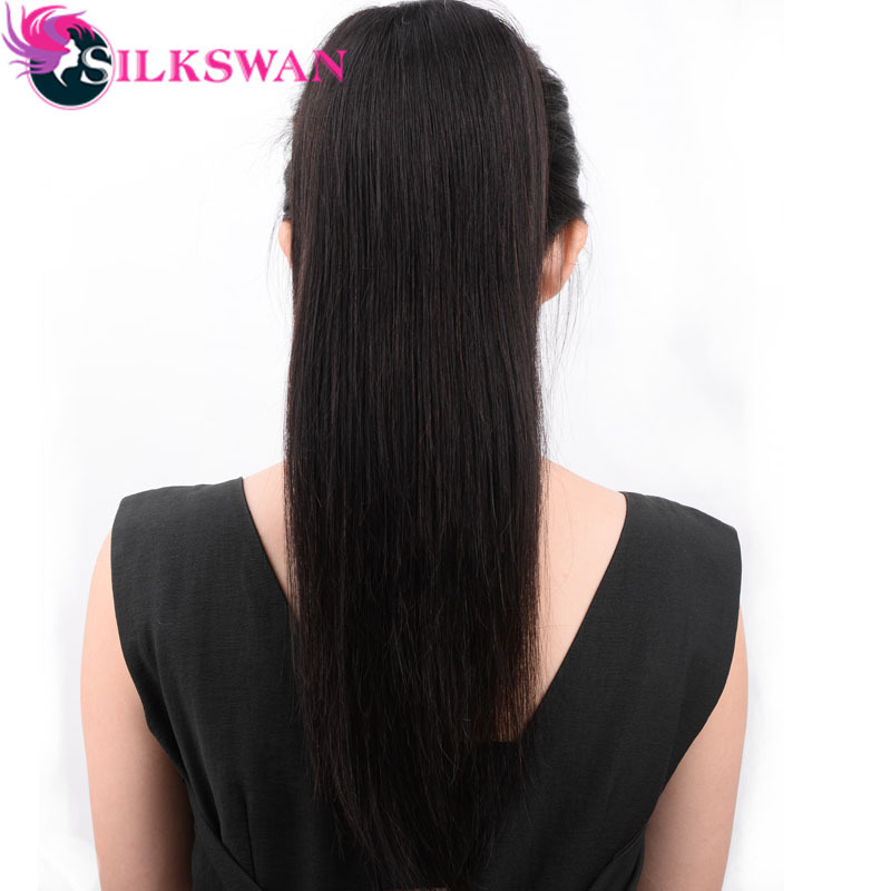 Silkswan Straight Ponytail Lace Fronts Natural Black 100 Human