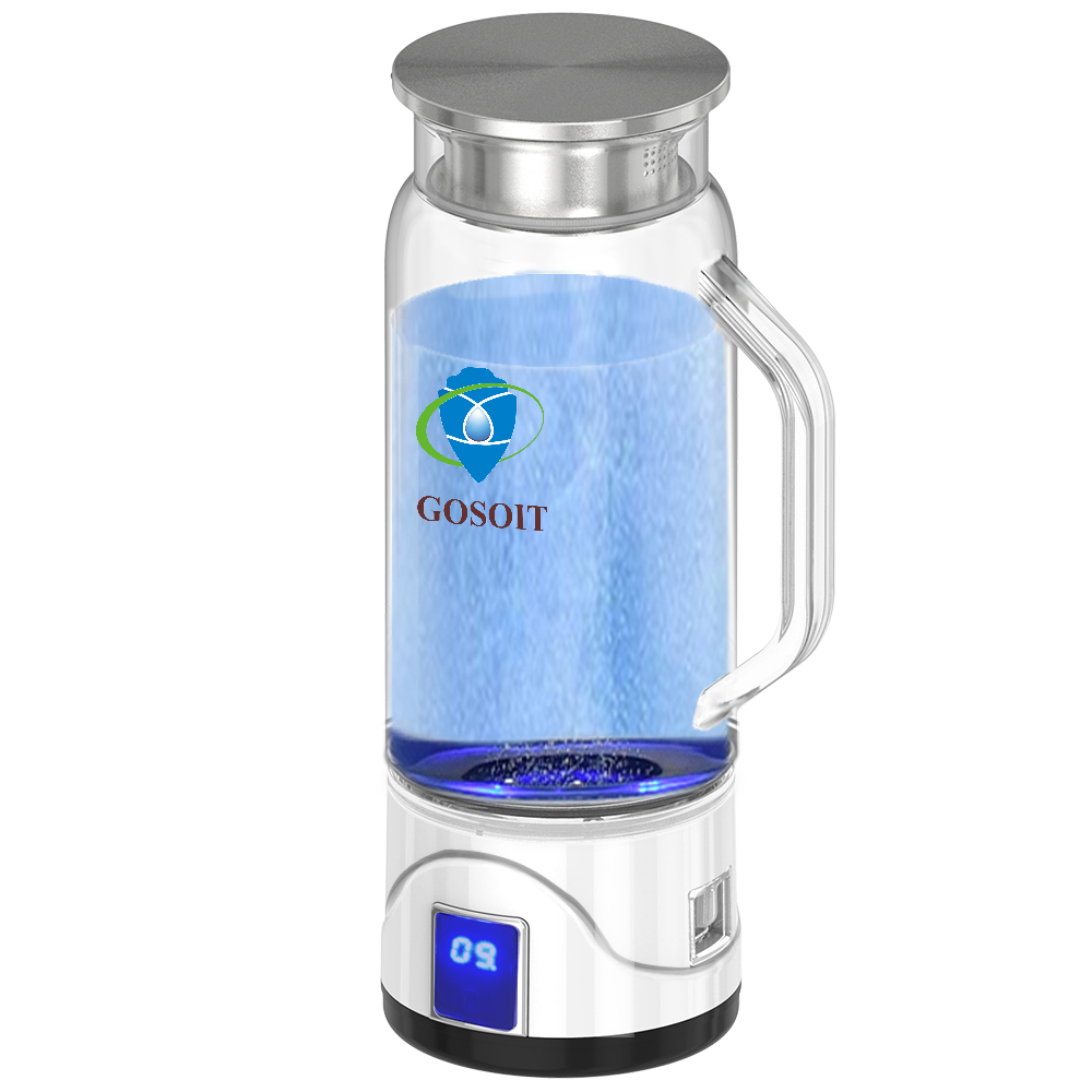 GOSOIT Hydrogen Alkaline Water Pitcher Maker Machine,Hydrogen Water Pitcher with SPE and PEM Technology US Membrane Make Hydrogen Content up to 800-1200 PPB and of 7.5-9.0 2.0L/70Oz