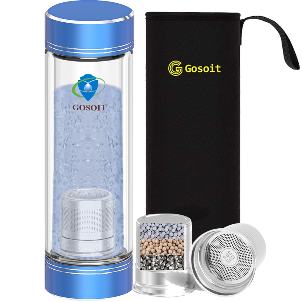 GOSOIT Hydrogen Alkaline Water Pitcher Maker Machine,Hydrogen Water Pitcher with SPE and PEM Technology US Membrane Make Hydrogen Content up to 800-1200 PPB and of 7.5-9.0 2.0L/70Oz