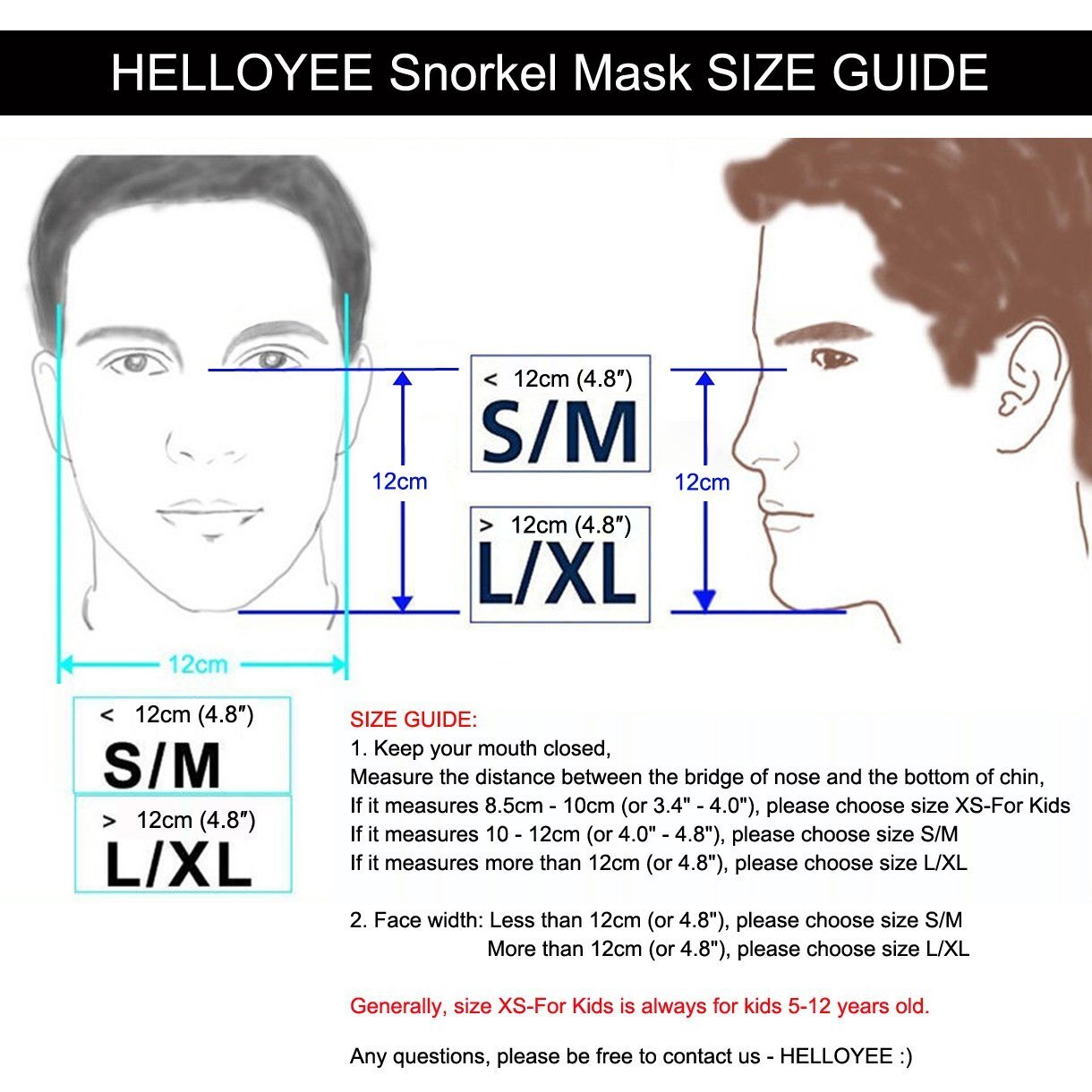 Snorkel Mask Size Chart