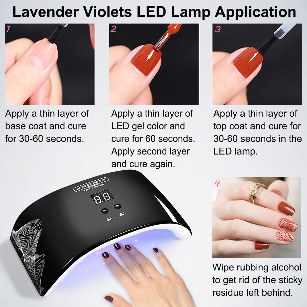 Lavender Violets Nail Dryer 24w Uv Led Light Nail Lamp Black