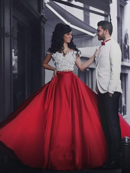 womens red evening gown