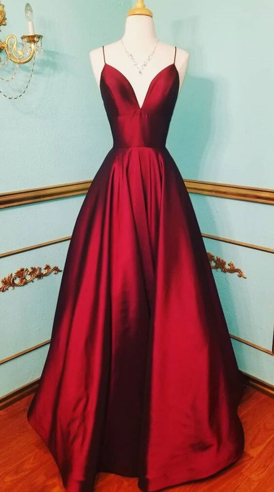 burgundy spaghetti strap dress
