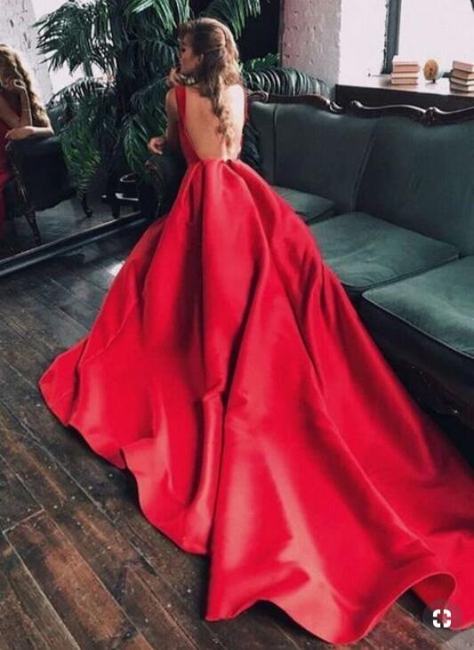 Red Backless Evening Dresses Prom Dress Long Gown for Women