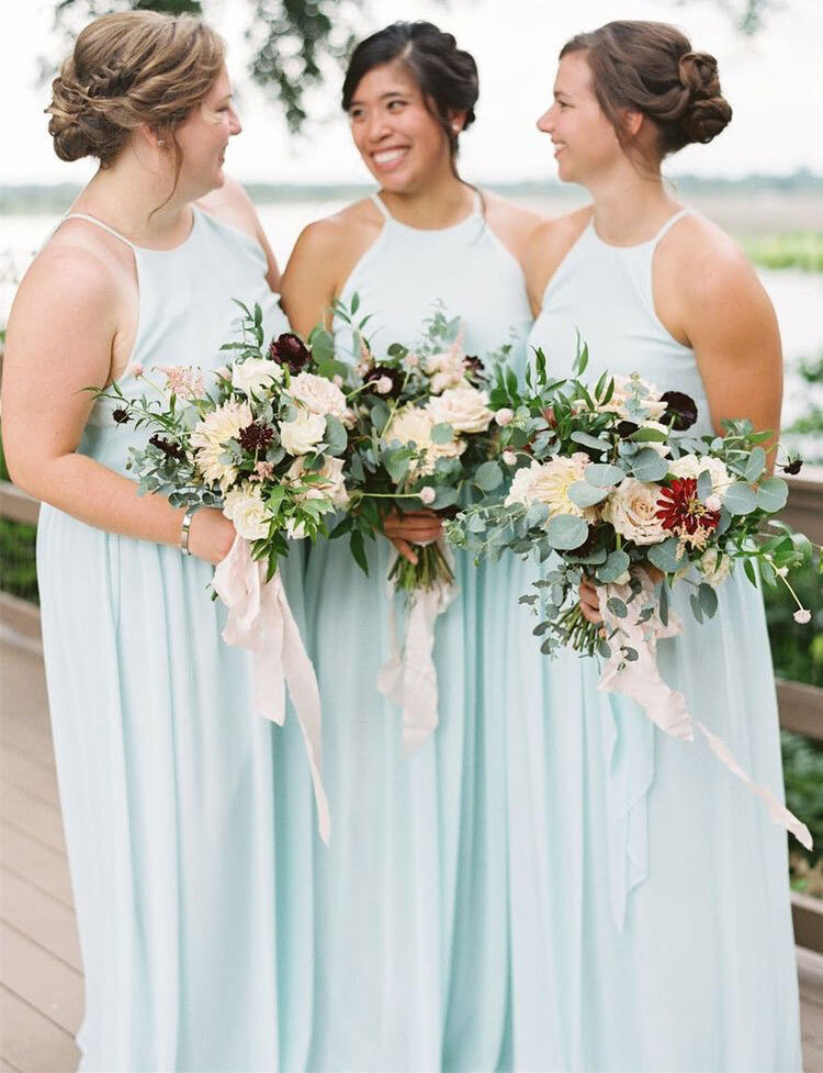 Halter Long Bridesmaid Dresses for Wedding Party