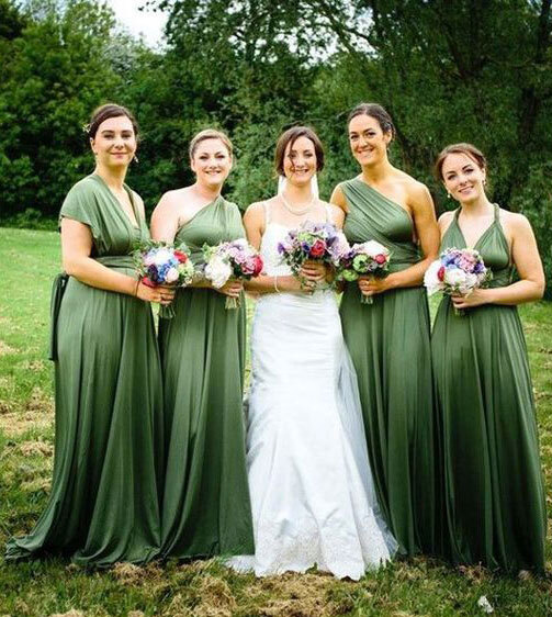 Mismatch Olive Green Long Bridesmaid Dresses