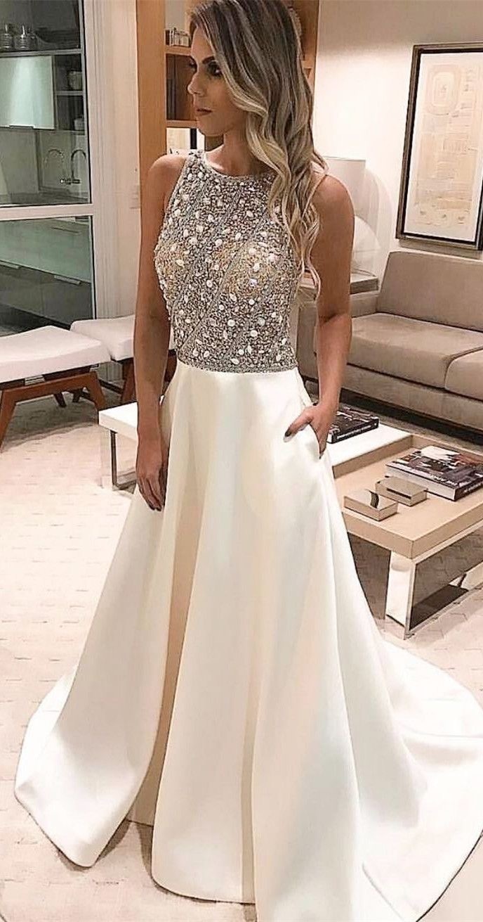 Sparkly Beaded Long Prom Dresses for Women