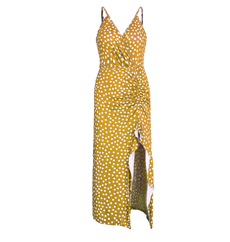 Spaghetti Straps Spots Casual Dresses Ankle Length Summer Dresses