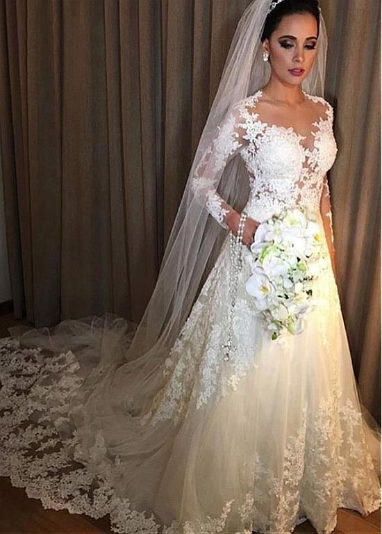 Wedding Dresses Bridal Gowns with Appliques GF008
