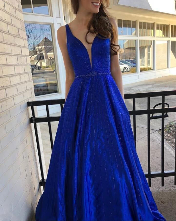 Sparkly Royal Blue Long Prom Dress Image