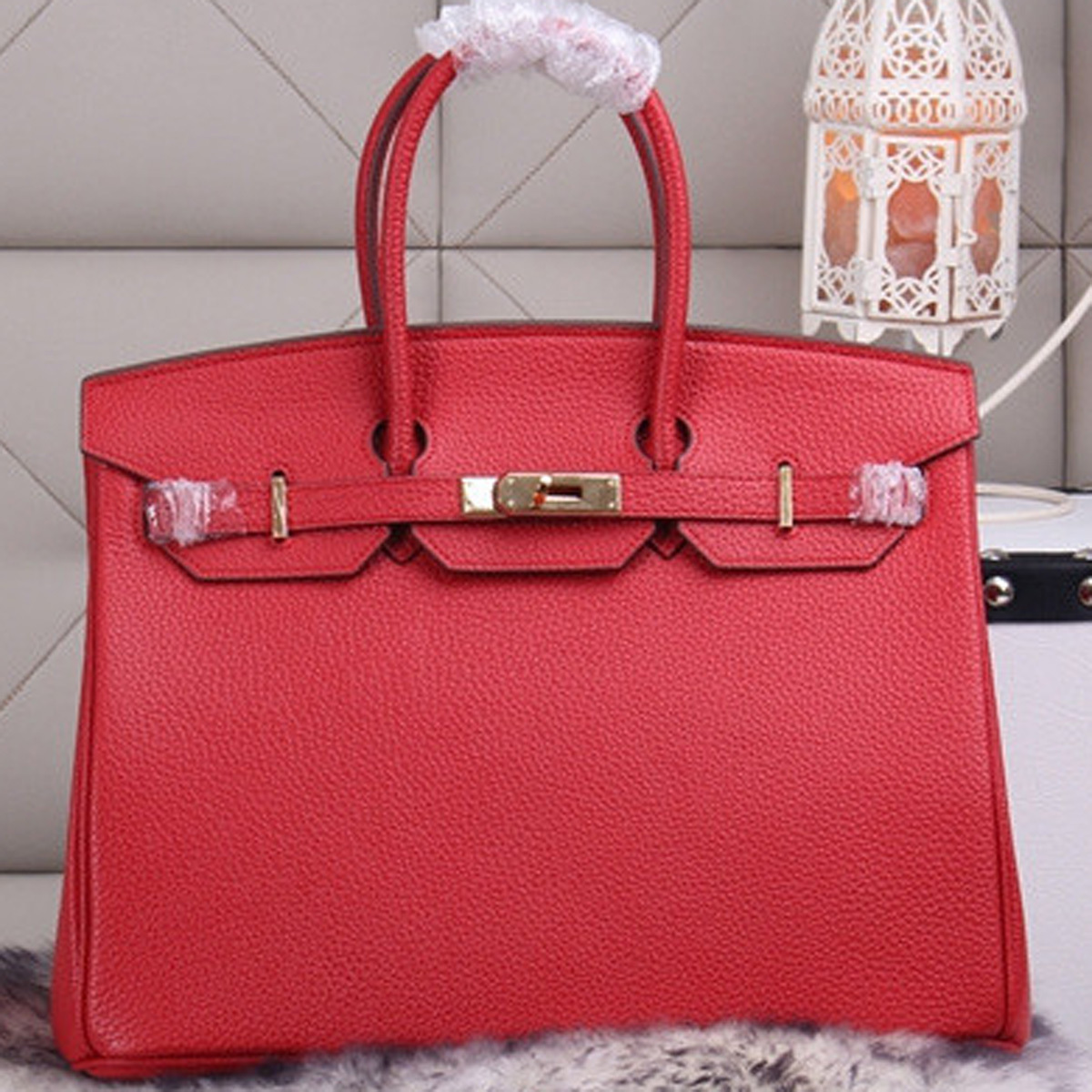 Hermes Handbag Birkin Togo Leather Golden Hardware 30/35cm Red sale