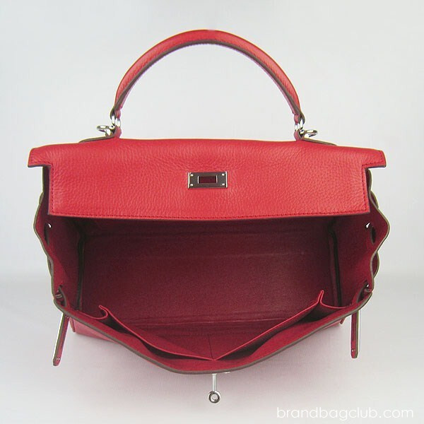 Hermes Kelly Handbag Cross Body Bag Togo Leather Silver Hardware 28/32cm Red sale