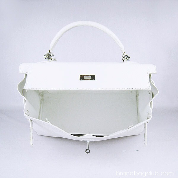 Hermes Kelly Handbag Cross Body Bag Togo Leather Silver Hardware 28/32cm White sale