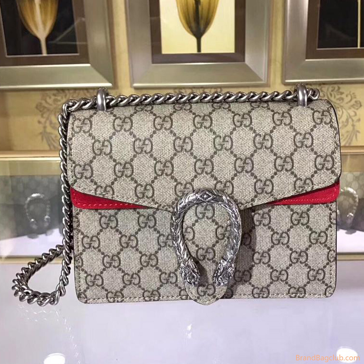 Gucci womens handbag Gucci GG Supreme mini bag Dionysus red 421970 sale