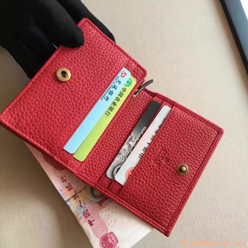 AAA Gucci Wallet leather Small card case hibiscus Credit Card Holder 456126 red sale
