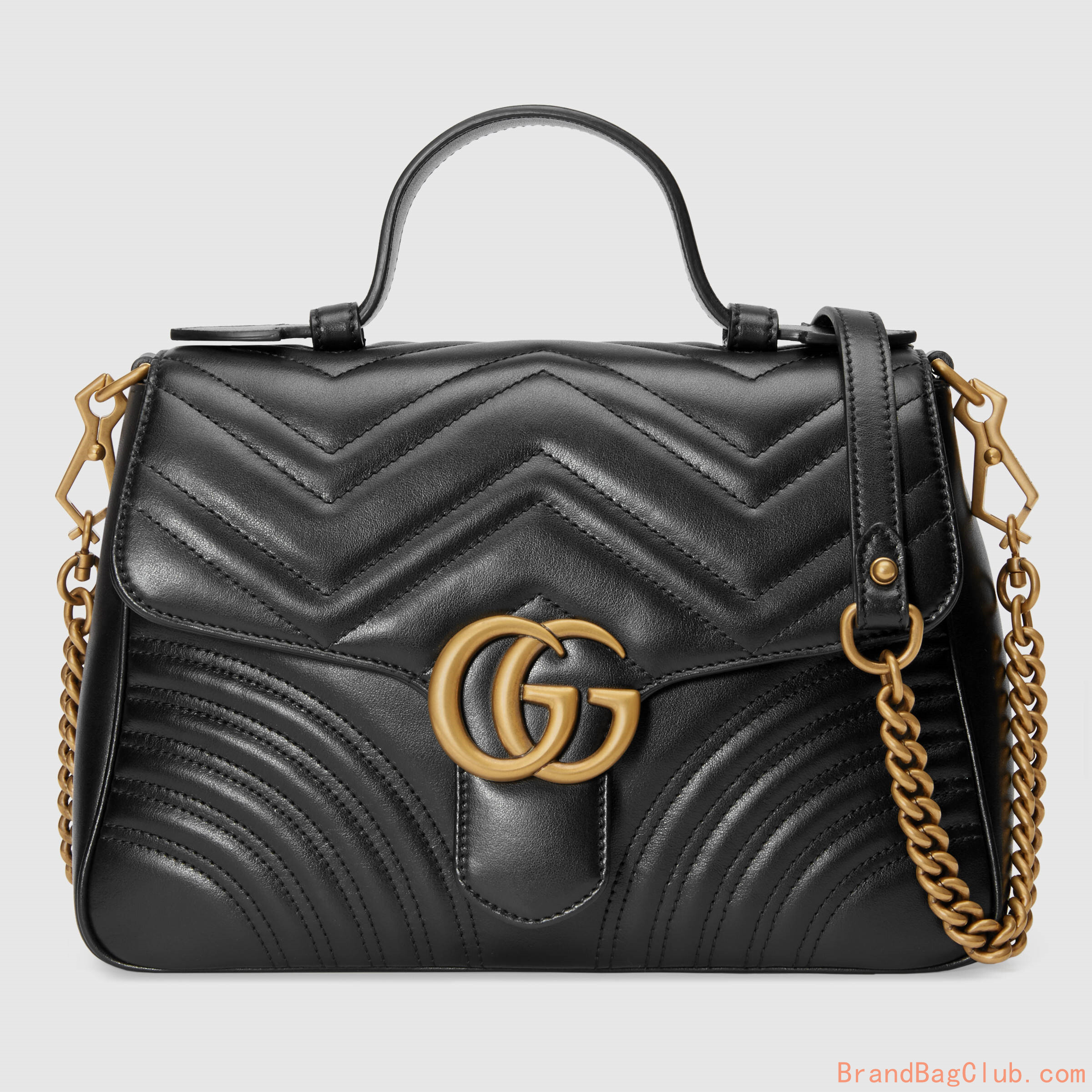 Gucci GG Marmont gucci ladies handbags leather small top handle bag 498110 black sale