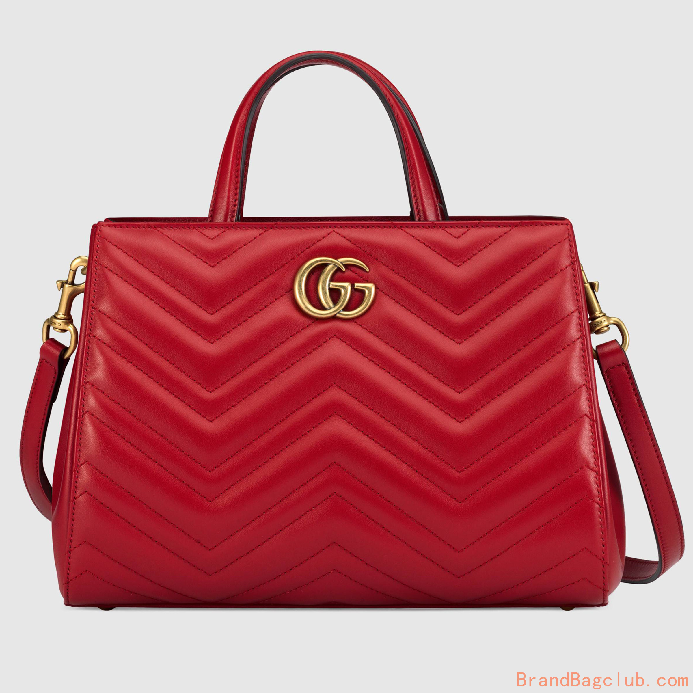 Gucci bags for women GG Marmont small top handle bag hibiscus leather red 448054 gucci factory ...