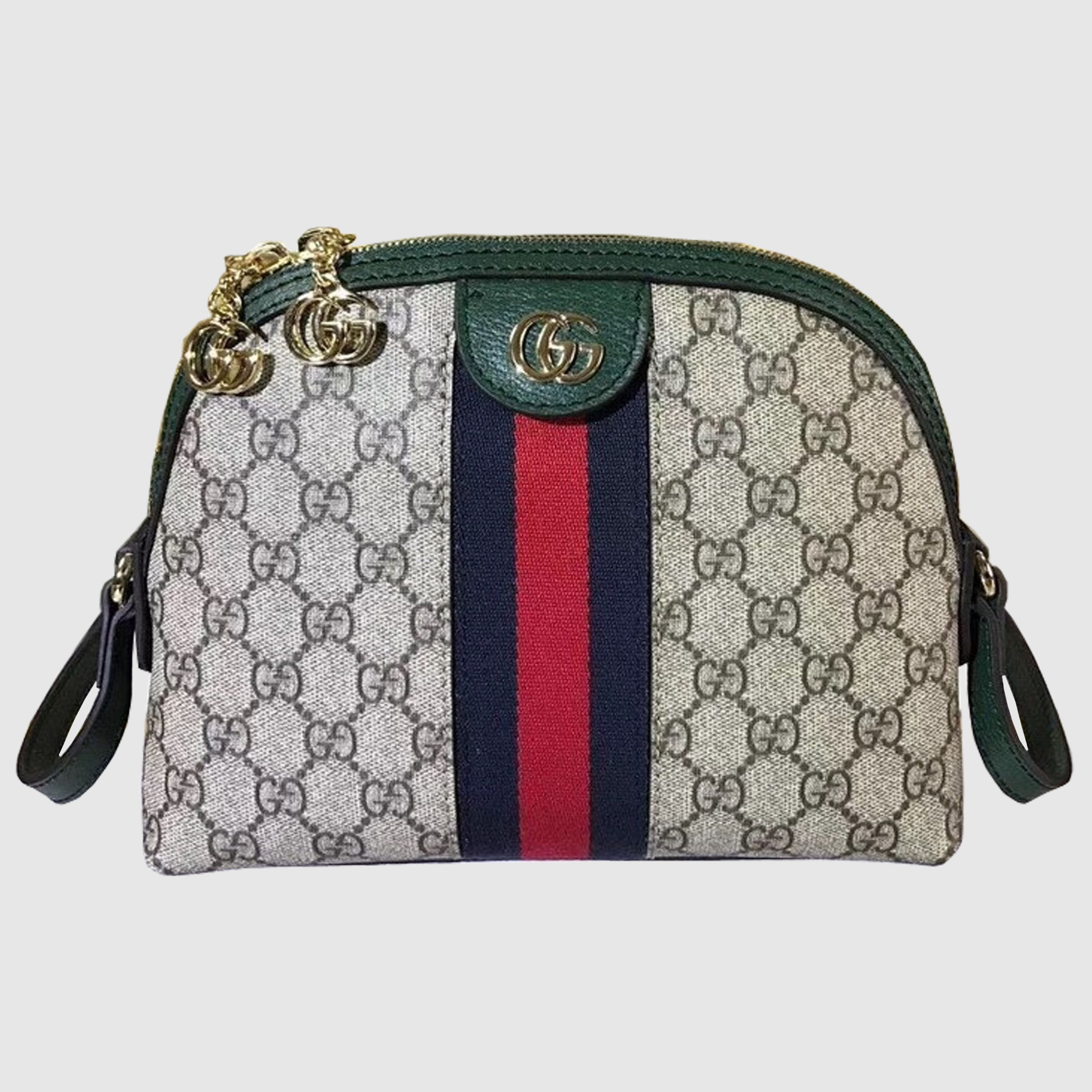 Gucci Women&#39;s Ophidia GG small shoulder bag Supreme green leather 499621 sale