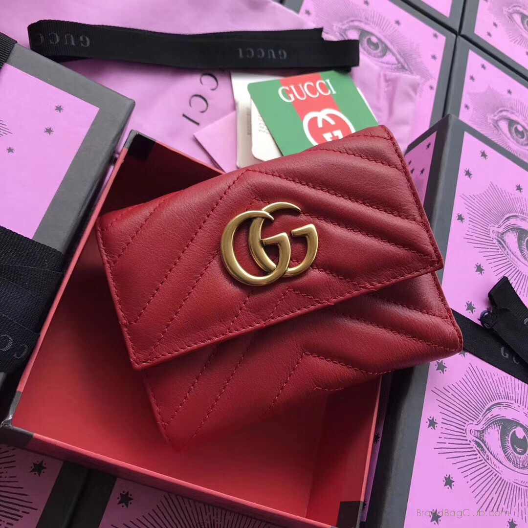 3 Colors GG Gucci marmont wallet trifold leather card holder wallet womens gucci small wallet ...