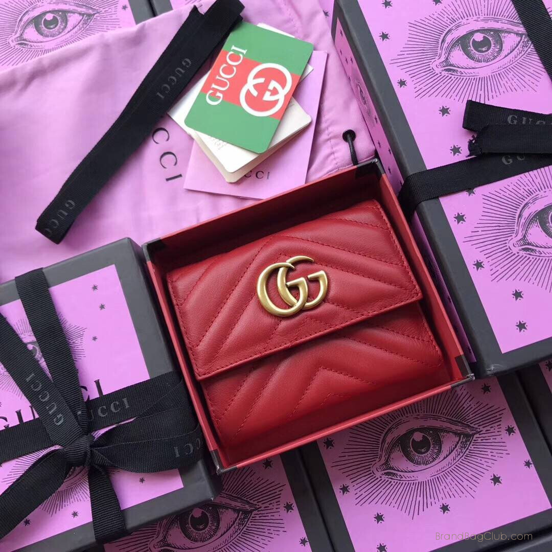 3 Colors GG Gucci marmont wallet trifold leather card