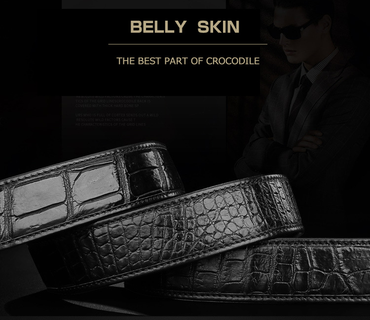 mens leather belts without buckle Genuine crocodile leather automatic belt men alligator leather ...