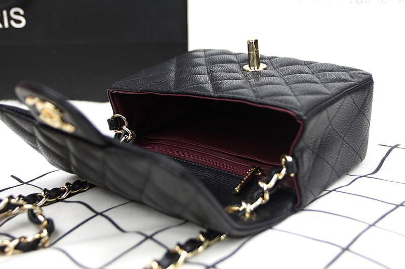 Chanel mini flap square classic quilted bag handbags chanel caviar bag crossbody purse black ...