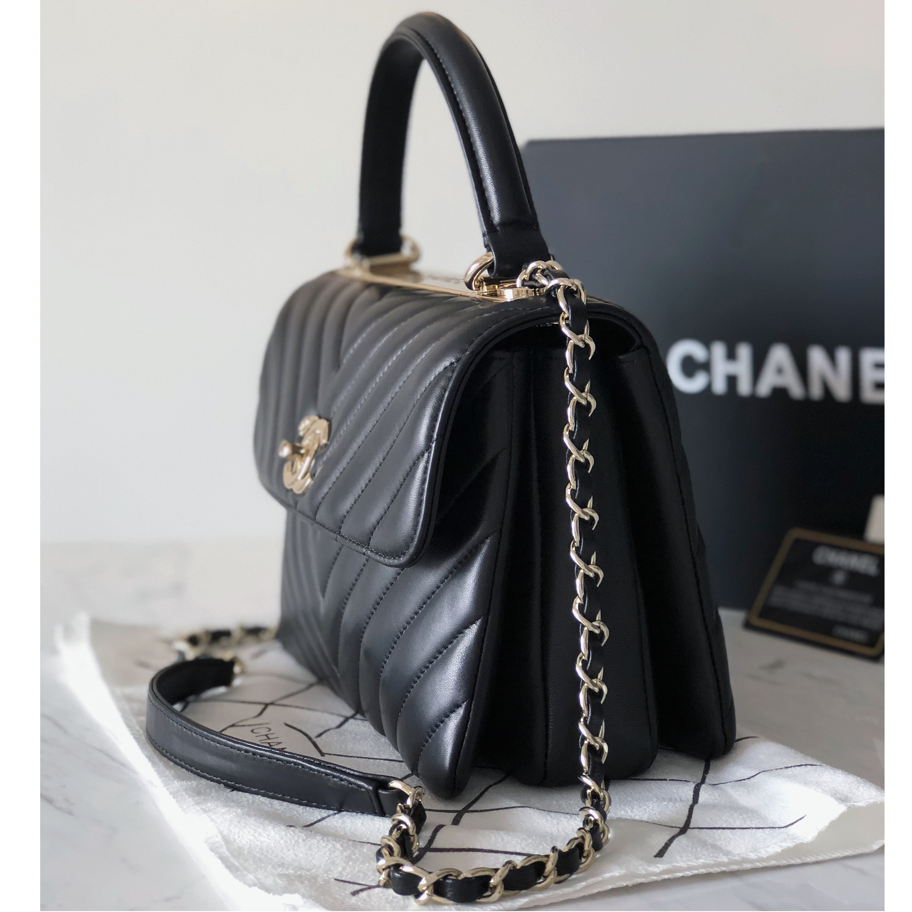 Coco chanel flap bag with top handle chevron purse small designer cross body handbags tote black ...