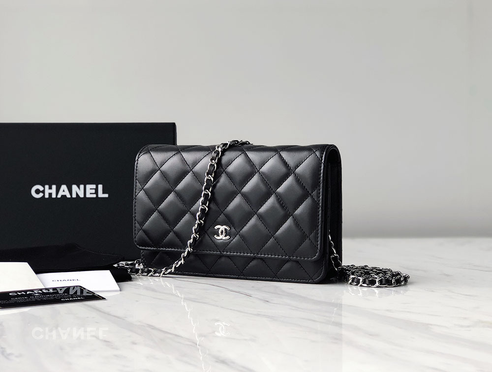 Chanel wallet with chain crossbody handbags black purse sale cheap chanel WOC on chain small ...