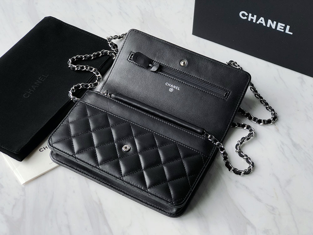Chanel wallet with chain crossbody handbags black purse sale cheap chanel WOC on chain small ...