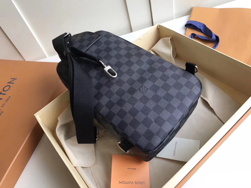 Doron replica lv sling bag for men Damier Graphite canvas Louis vuitton AVENUE SLING BAG men&#39;s ...