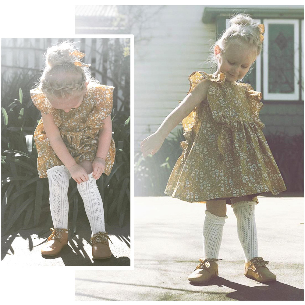 Baby Girls Cotton Soft Floral Jumper Dress Suspender ...