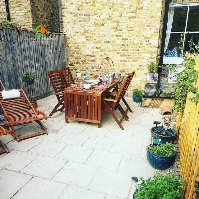 Table, outdoor Foldable light brown stained