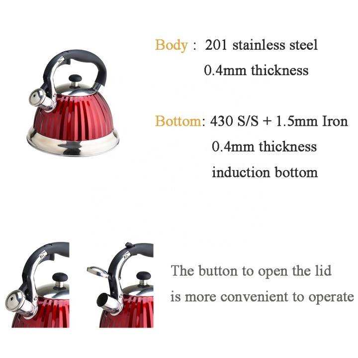 stainless steel tea kettle whistling kettle with induction bottom