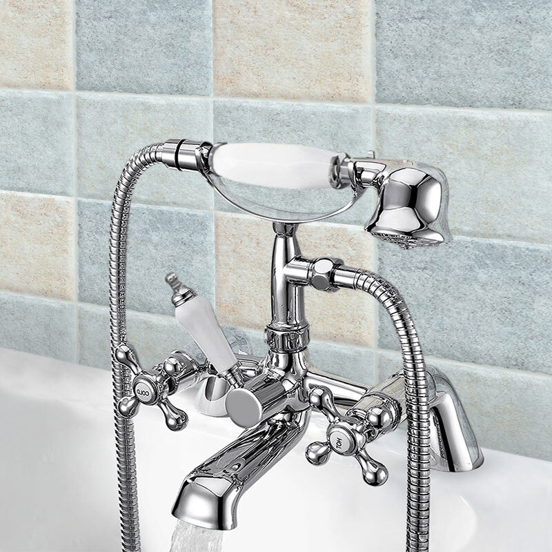 Jm0233 Warmiehomy Traditional Victorian Chrome Bathroom Taps Basin Sink Bath Shower Mixer Tap Set