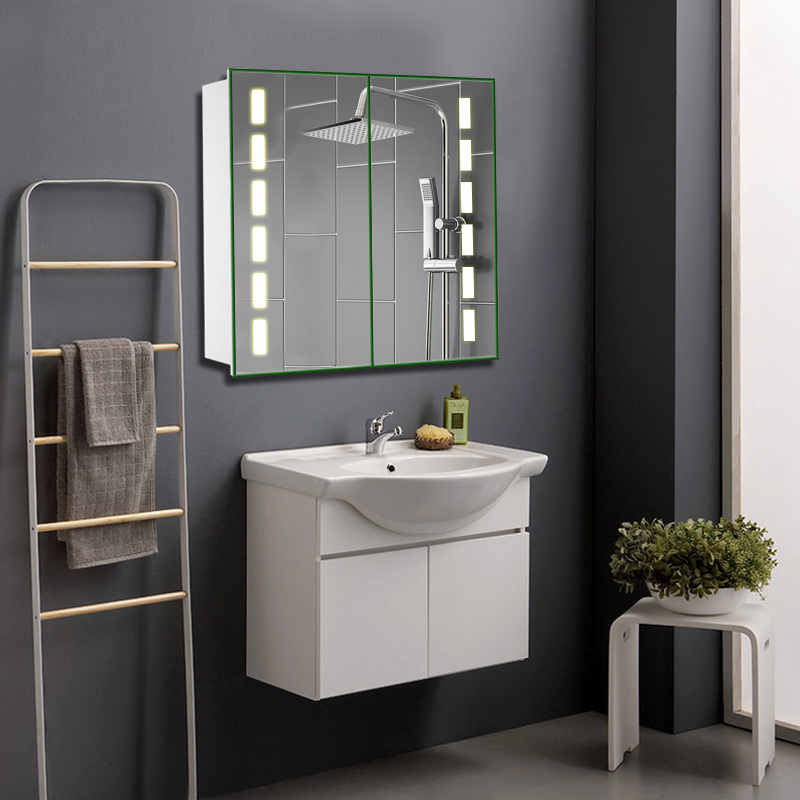 Bathroom Bluetooth Led Illuminated Mirror Cabinet Shaver Socket Motion Mirrored