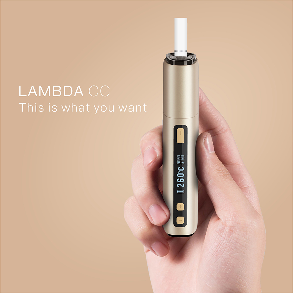 Gold) LAMBDA CC OLED HD Display Heat Not Burn Tobacco Heating Device, Compatible with All IQOS Heatsticks
