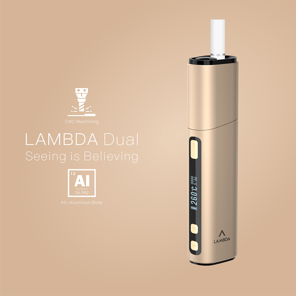 Heating Blade Version) Newest LAMBDA Dual Heat Not Burn Device with OLED  Display, Compatible with All HEETS & Marlboro Heatsticks (Gold)