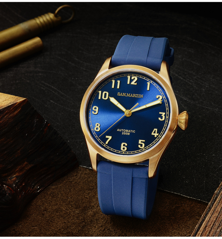 時計 SAN MARTIN automatic San Martin Diver Retro Tin Bronze Men Automatic Mechanical Watch